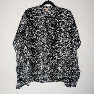 Michael Kors Flowy Black and White Spotted Blouse Size XL